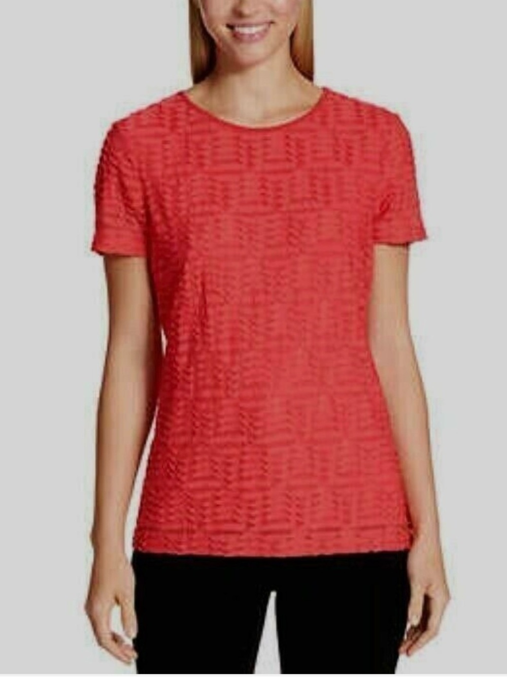 Calvin Klein Red Short-Sleeve Textured Crew Tee